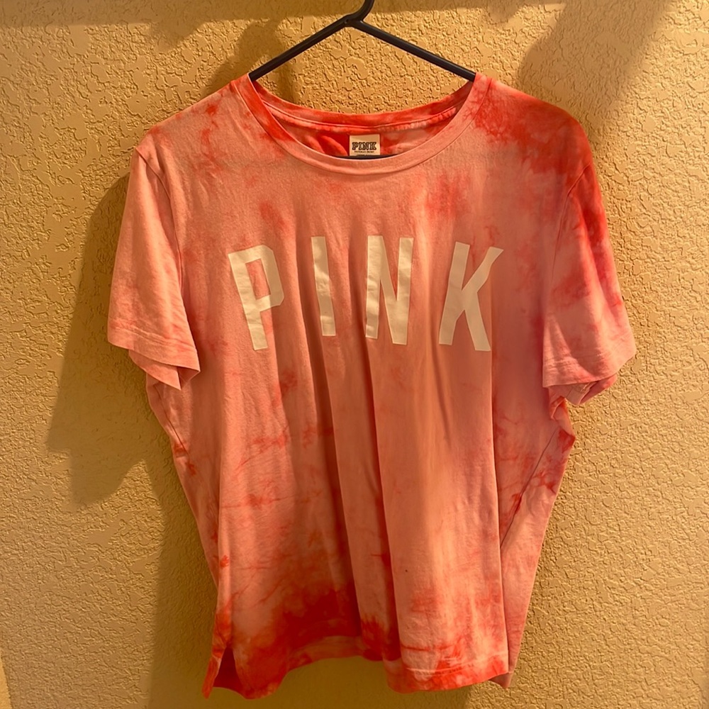 Women’s PINK oversized pink tye dye t shirt size Large